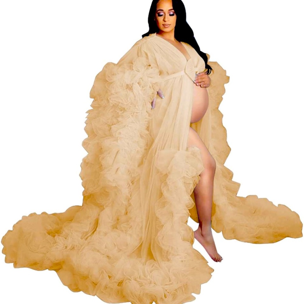 Elegant Cream Maternity Robe